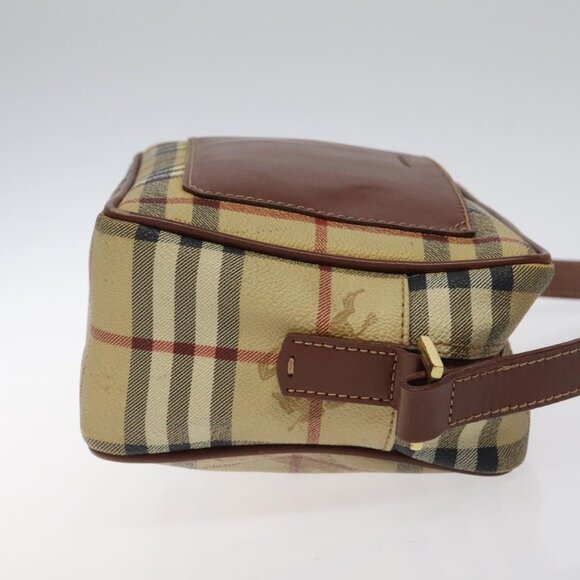 BURBERRY Nova Check Shoulder Bag PVC Beige Gold Auth - Picture 4 of 16